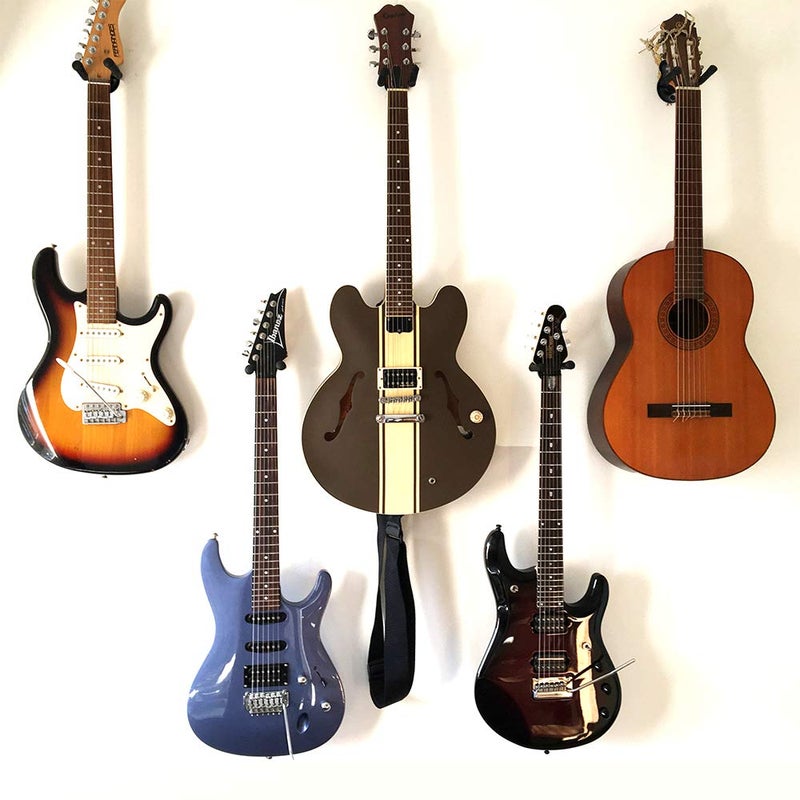 Moodve Guitar Wall Mount 4-Pack, Metal Guitar Hanger, Guitar-Shaped Guitar Wall Hanger, Black Guitar Holder Stand for Bass Electric Acoustic Guitar Ukulele (Black) - Image 5